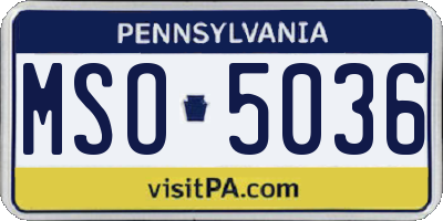 PA license plate MSO5036
