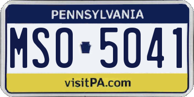 PA license plate MSO5041