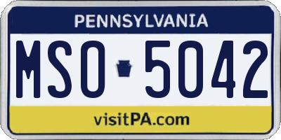 PA license plate MSO5042