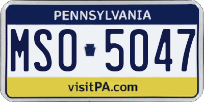 PA license plate MSO5047
