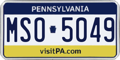 PA license plate MSO5049