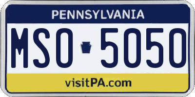 PA license plate MSO5050