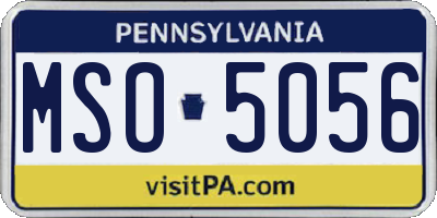 PA license plate MSO5056