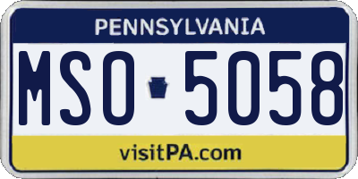 PA license plate MSO5058