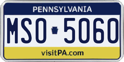 PA license plate MSO5060
