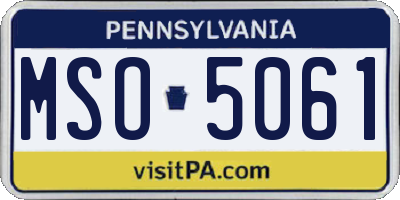 PA license plate MSO5061