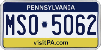 PA license plate MSO5062