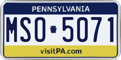 PA license plate MSO5071