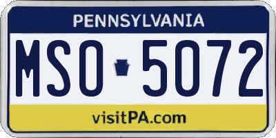 PA license plate MSO5072