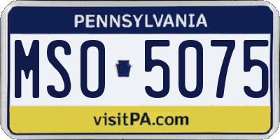 PA license plate MSO5075