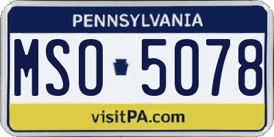 PA license plate MSO5078