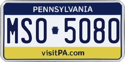 PA license plate MSO5080