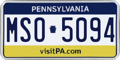 PA license plate MSO5094