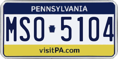 PA license plate MSO5104