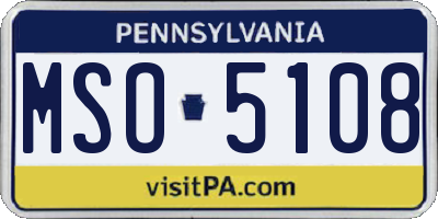 PA license plate MSO5108
