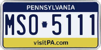 PA license plate MSO5111