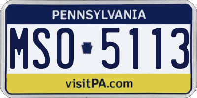 PA license plate MSO5113