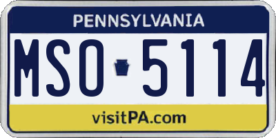 PA license plate MSO5114