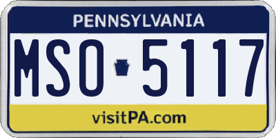 PA license plate MSO5117