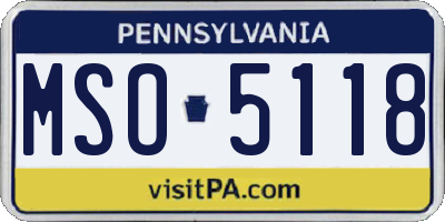 PA license plate MSO5118