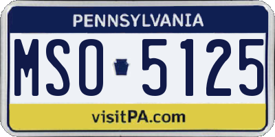 PA license plate MSO5125