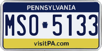 PA license plate MSO5133