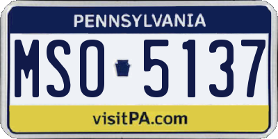 PA license plate MSO5137