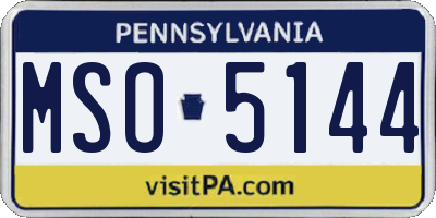 PA license plate MSO5144