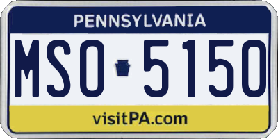 PA license plate MSO5150