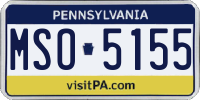 PA license plate MSO5155