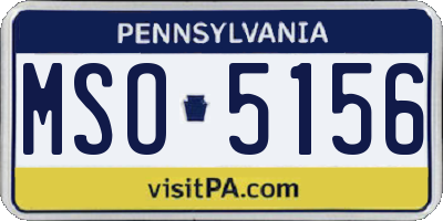 PA license plate MSO5156