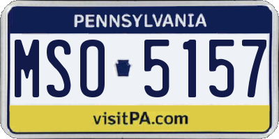 PA license plate MSO5157