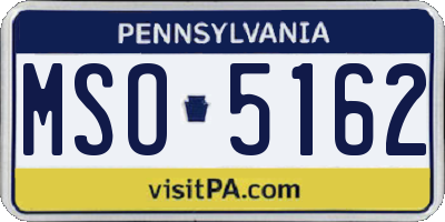 PA license plate MSO5162
