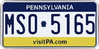 PA license plate MSO5165