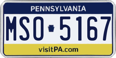 PA license plate MSO5167