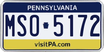 PA license plate MSO5172