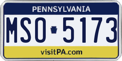 PA license plate MSO5173