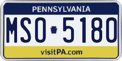 PA license plate MSO5180