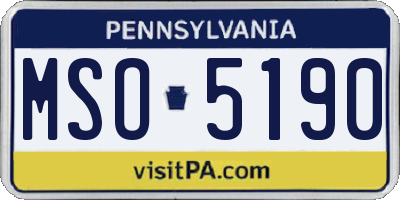 PA license plate MSO5190