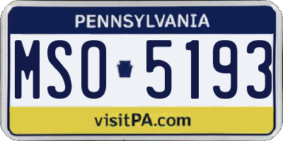 PA license plate MSO5193