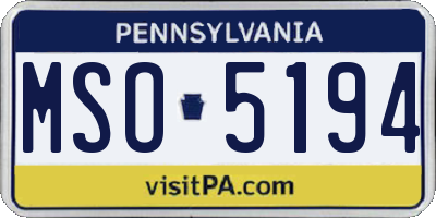 PA license plate MSO5194