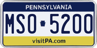PA license plate MSO5200