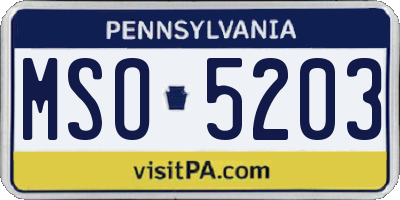 PA license plate MSO5203