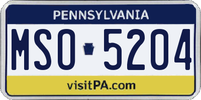 PA license plate MSO5204