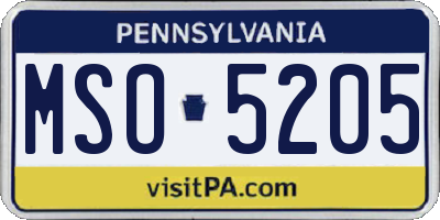 PA license plate MSO5205
