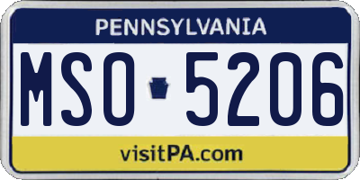 PA license plate MSO5206