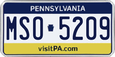 PA license plate MSO5209