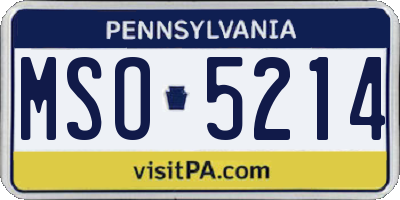 PA license plate MSO5214