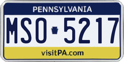 PA license plate MSO5217