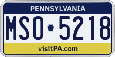 PA license plate MSO5218